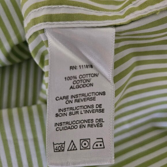 Michael Kors Sage green/white Stripe short Sleeve Collared Button down Casual XL - Picture 5 of 5